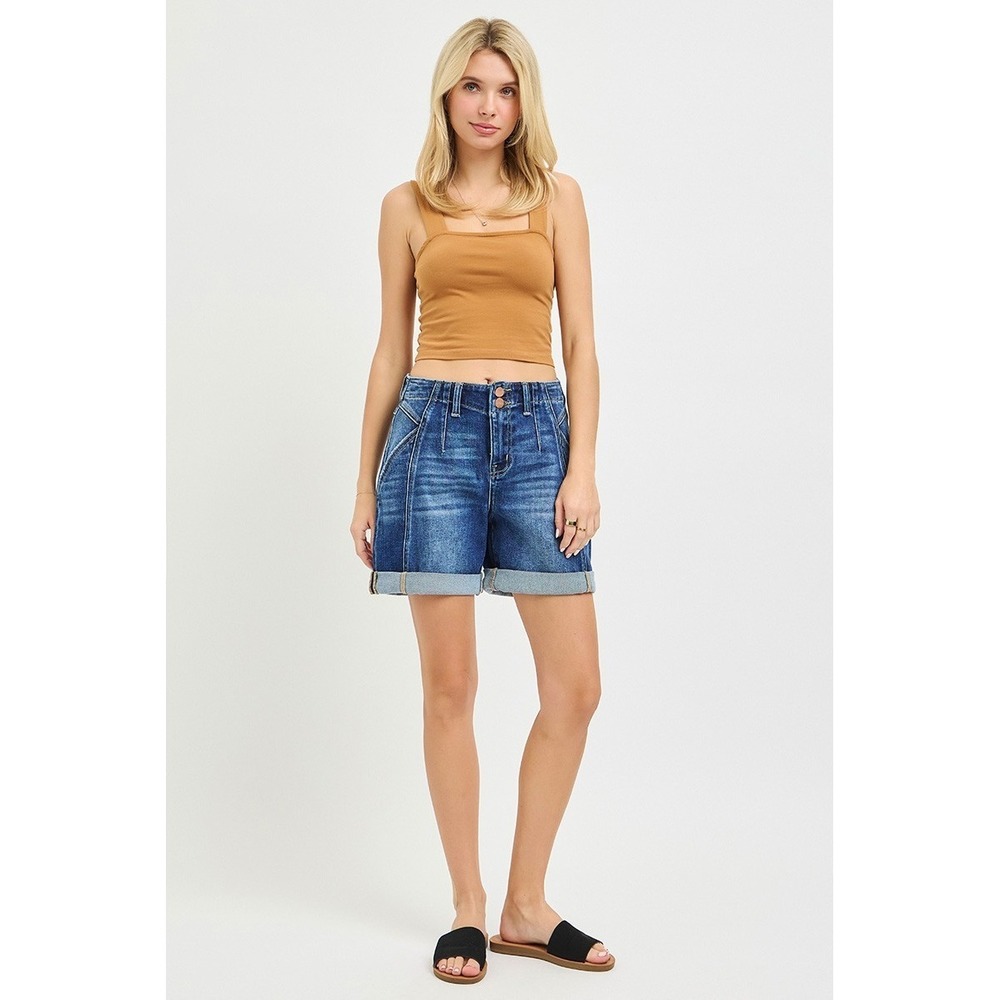 RISEN High Rise Seamed Roll Up Shorts - Medium - Picture 7 of 7